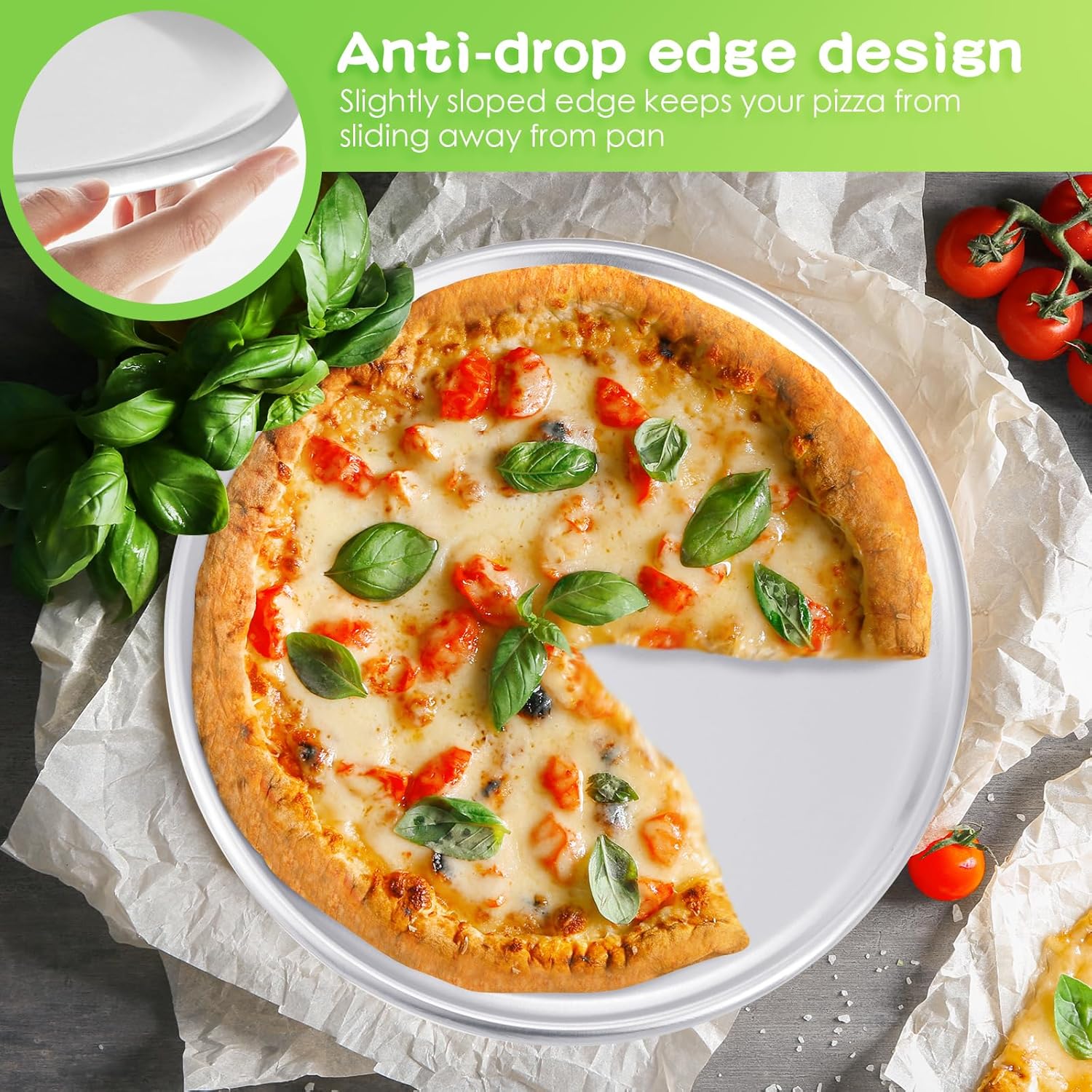 Rtteri 12 Pcs Pizza Pan Bulk Restaurant Aluminum Pizza Pan Set Round Pie Cake Plate Rust Free Cake Tray for Oven Baking Home Kitchen Restaurant Easy Clean (14 Inch)