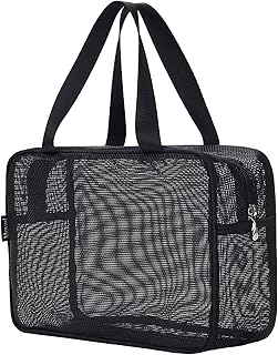 Moyad Mesh Shower Caddy Portable Toiletry Tote Gym Bag for College Dorm Bathroom (Black Large)