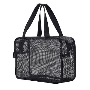 Moyad Mesh Shower Caddy Portable Toiletry Tote Gym Bag for College Dorm Bathroom Black Large