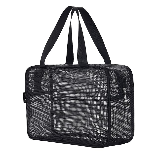 Moyad Mesh Shower Caddy Portable Toiletry Tote Gym Bag for College Dorm Bathroom Black Large