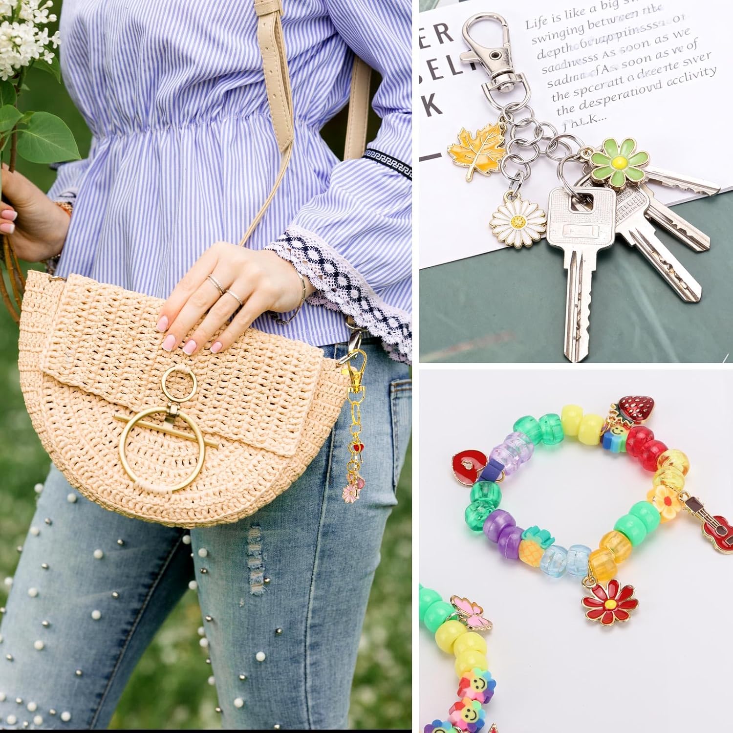 acDesign 200Pcs Charms for Jewelry Making,Mixed Metal Charm Necklace Kit for DIY Necklace Bracelet Making (10 Colors) - Image 7