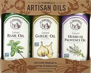 La Tourangelle Infused Trio of Oils - Infused Herbs de Provence Oil, Infused Garlic Oil, Infused Basil Oil Gift Set, 8.45 ...