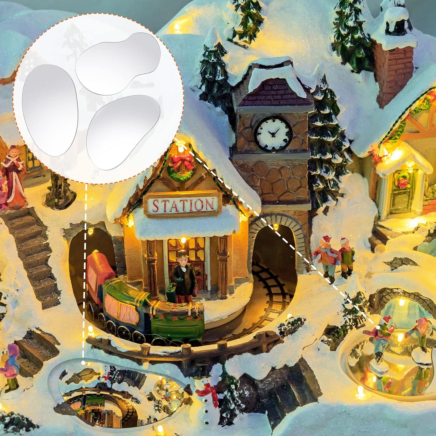 Amyhill 6 Pieces Christmas Village Mirror Lake Pond Accessories