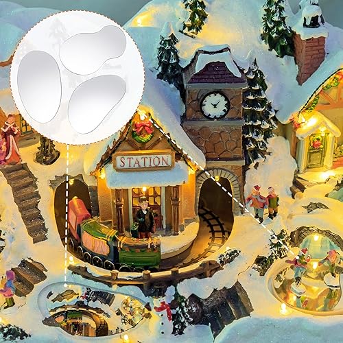 Miniatura 7 de Amyhill 6 piezas de espejo de Navidad, accesorio de paisajismo en miniatura, estanque de aldea de Navidad, mini estanque de hielo, decoración para