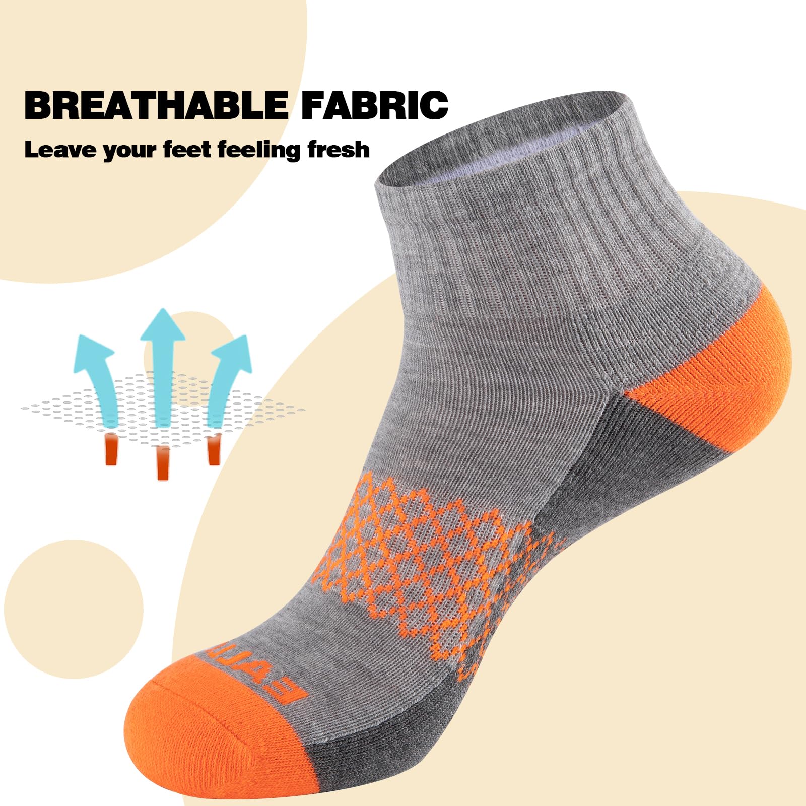 eallco Calcetines deportivos para mujer, calcetines acolchados de un cuarto para correr, senderismo, deportes, 6 pares, 6 pares negro, Talla única