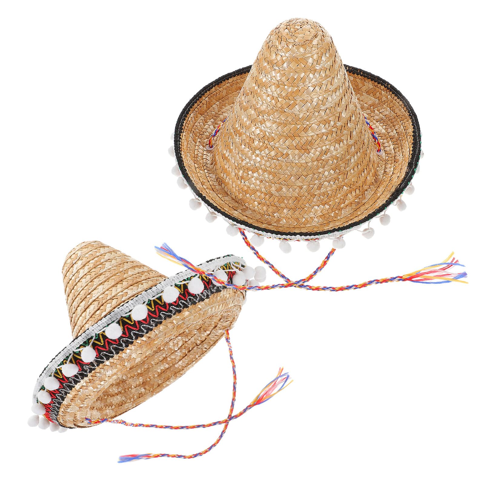 Sombrero Mexicano de ala Ancha de Paja 30cm, 2 Piezas