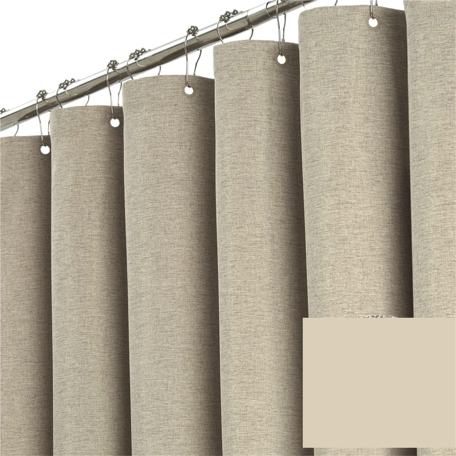 Rideau de douche style lin kaki 200x220 cm en polyester épais chic