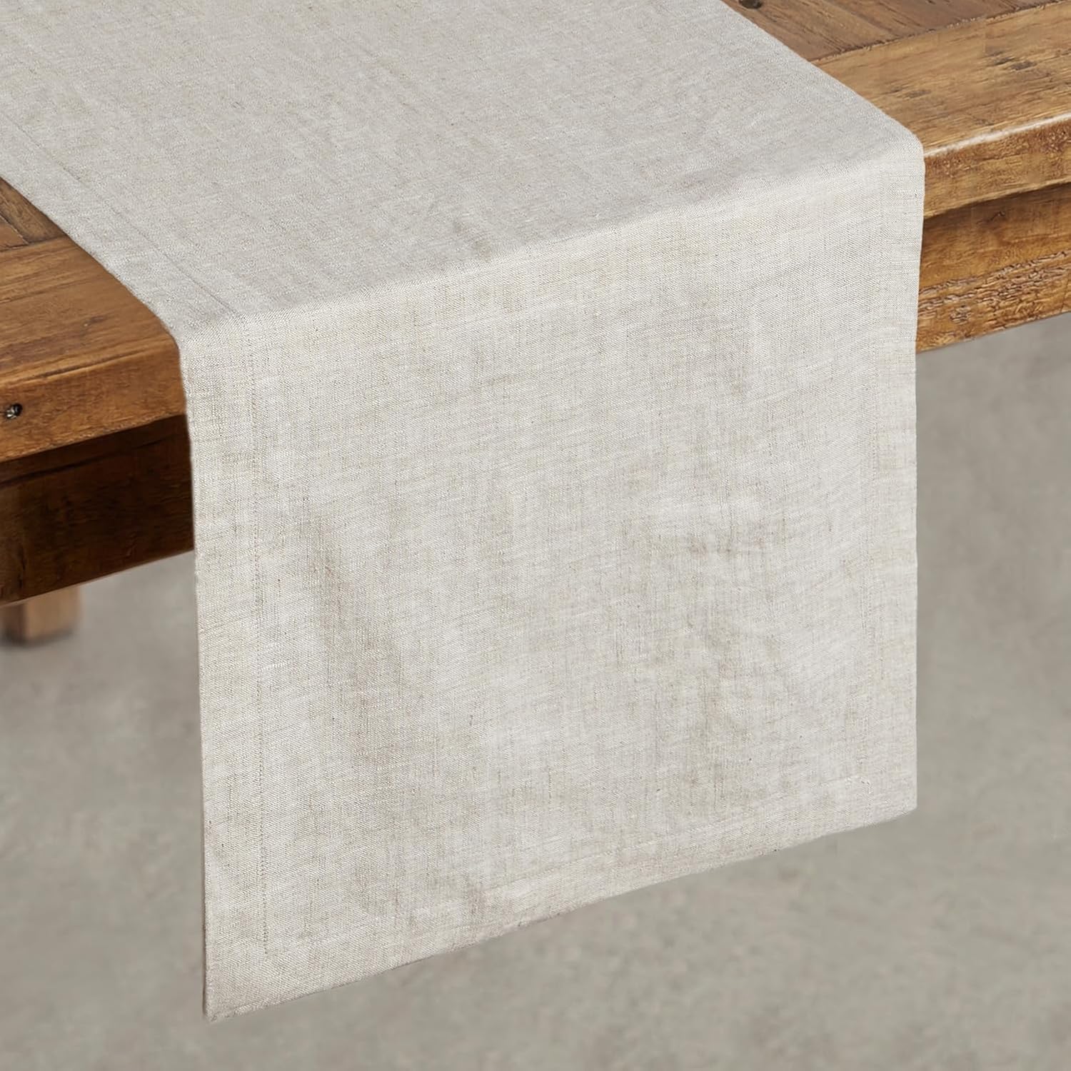 KINGSTONE 100% French Linen Table Runner 72", 210GSM Heavyweight Artisanry, Crease-Free Scroll Packaging, 14x72 for Easter, Mother's Day, Modern Farmhouse Decor