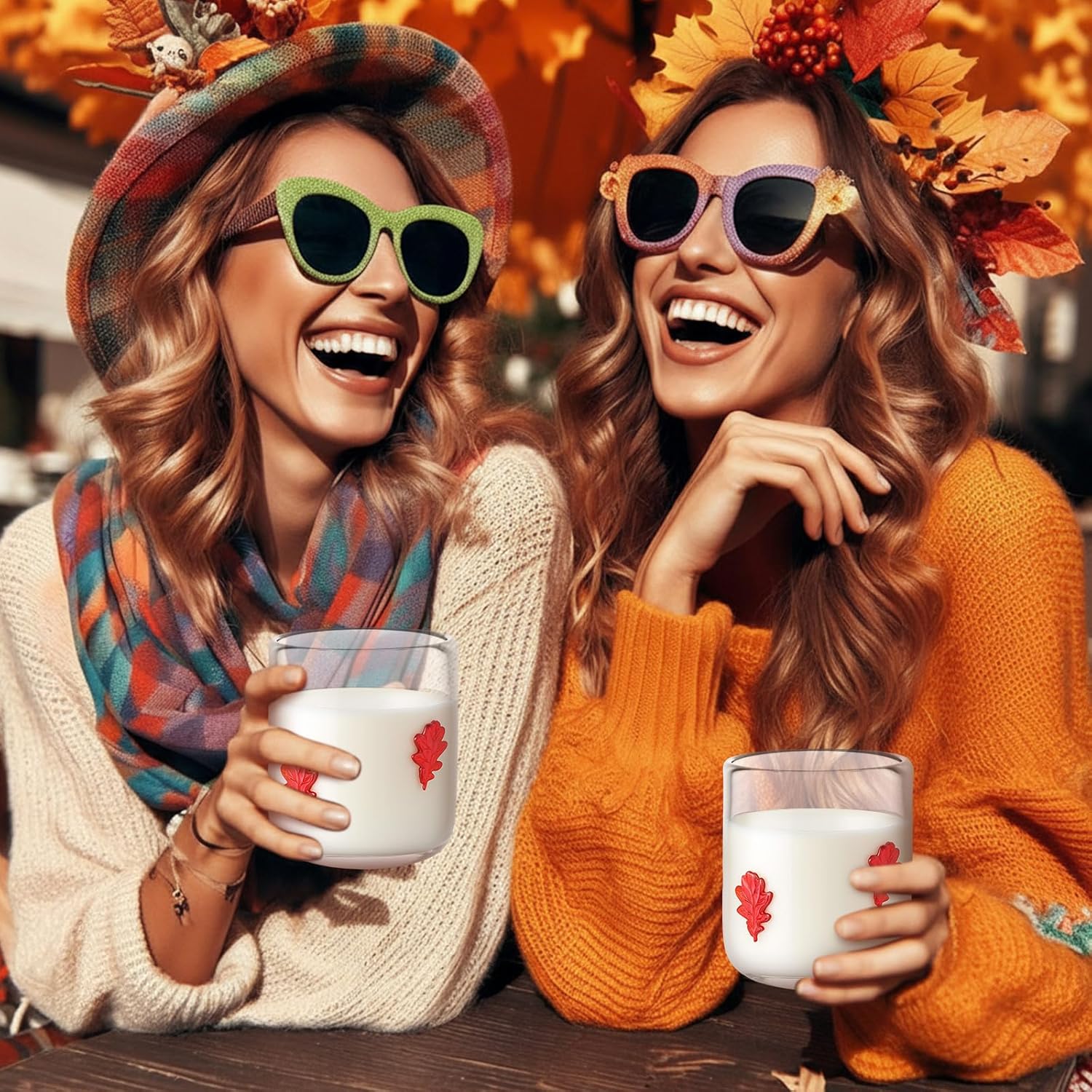 Icon Juice Glasses, 14oz Stemless Wine Drinking Juice Glass Cup for Valentine Party Supplies Gift(2 Pcs,Maple Leaf) - Image 6