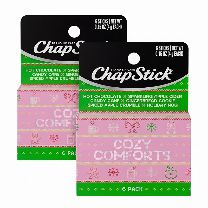 Bálsamo labial ChapStick Cozy Comforts Edição Limitada com sabores festivos, Pacote com 12 unidades de 4 g cada