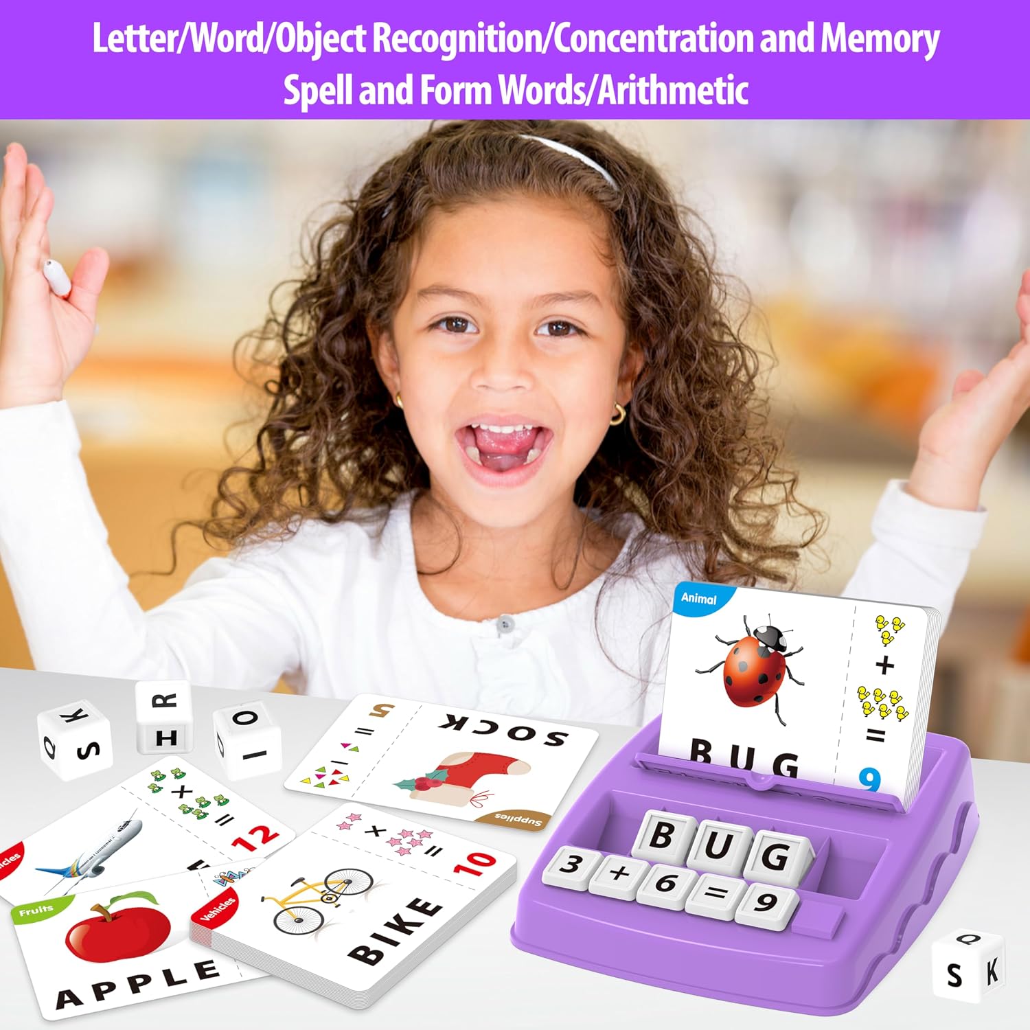 Yolscue Montessori Matching Letter Games,Educational Toys for 3-8 Year Olds Boys Girls,Alphabet Learning Toys for Kids Ages 3-8 Years,Birthday Party Gifts for 3-8 Year Olds Boys Girls(Purple) image 2
