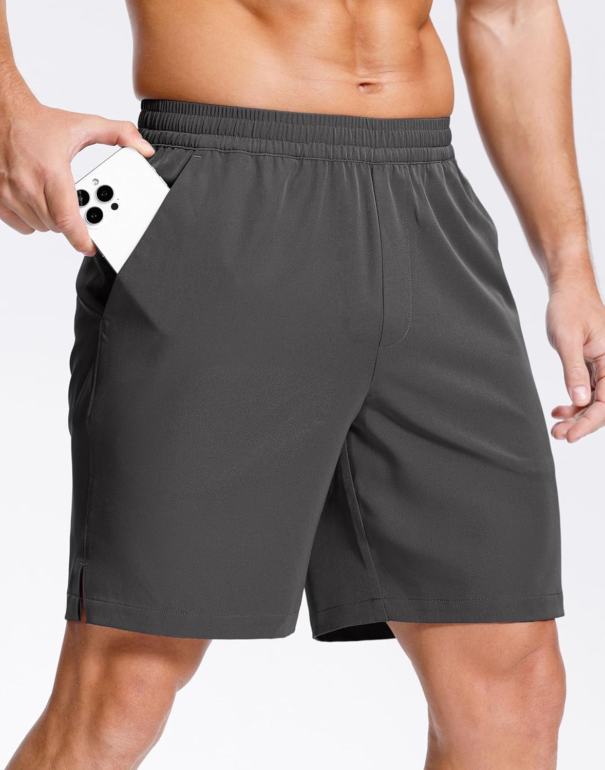 GGJ Men's Lightweight Athletic Shorts with 2 Zipper Pockets 7"/5"/9" Gym Workout Running Quick Dry Tennis Shorts for Men - Image 2