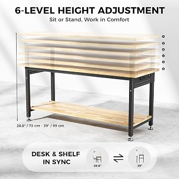 152x55 cm Heavy Duty Work Bench with Pegboard for Workshop, Garage, Offic