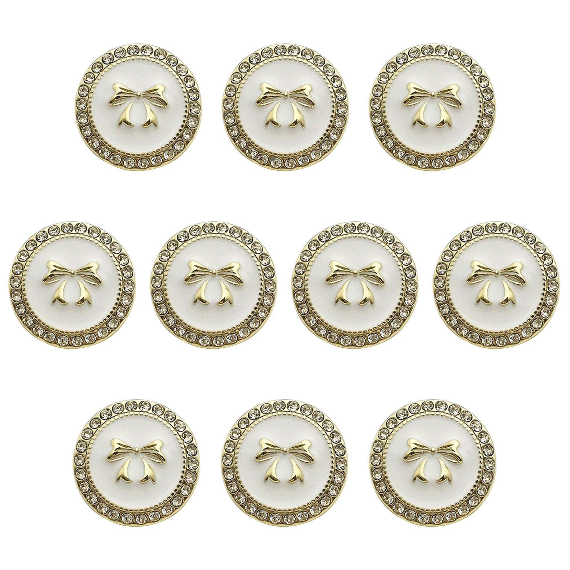 ftiemlovde 10 Gold White Coat Diamante Buttons for Blazer(H10W 20mm)