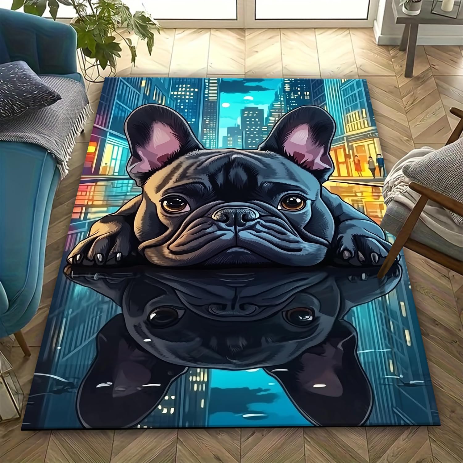 Tapis de sol pour canapé et couloir avec motif chien 3D