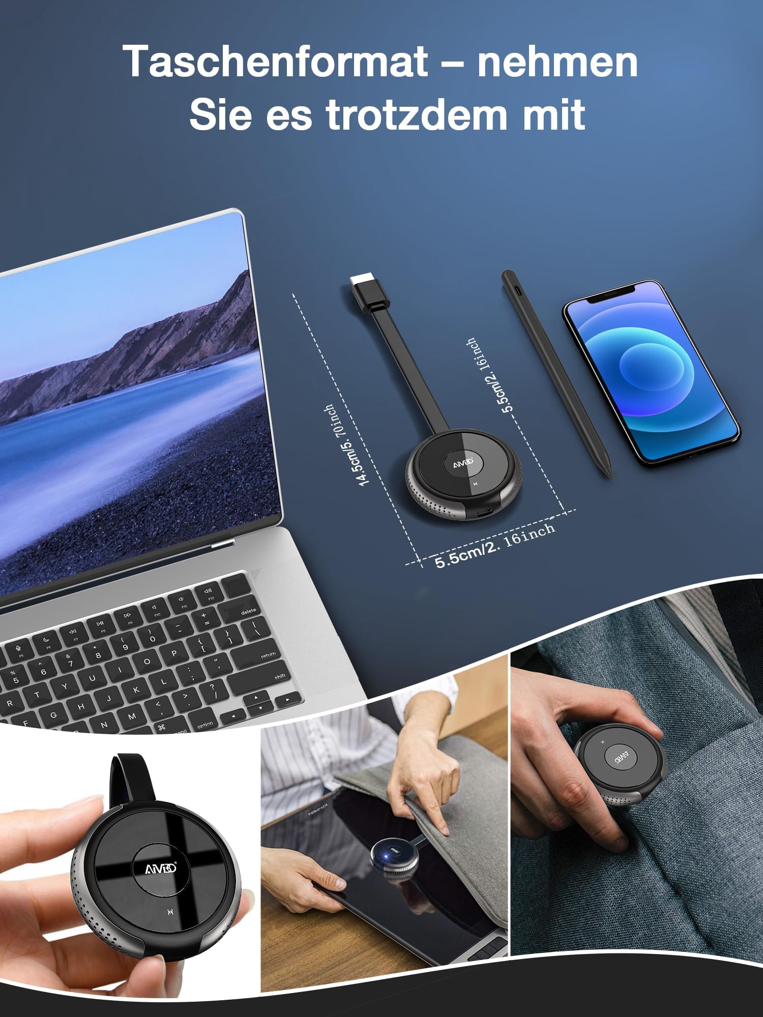 AIMIBO 4K Wireless Display Dongle HDMI Plug & Play 2,4G 5G Airplay DLNA Miracast