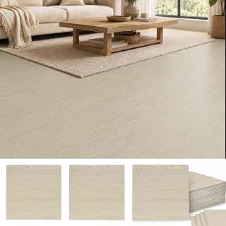 PVC Bodenbelag Selbstklebend, 54 Stück/5m² Vinylboden Selbstklebend mit Holzoptik, 30x30cm Wasserfest Bodenfliesen Selbstklebends für Küche Wohnzimmer Bodenbelag, 1.8mm (Naturholzfarbe)
