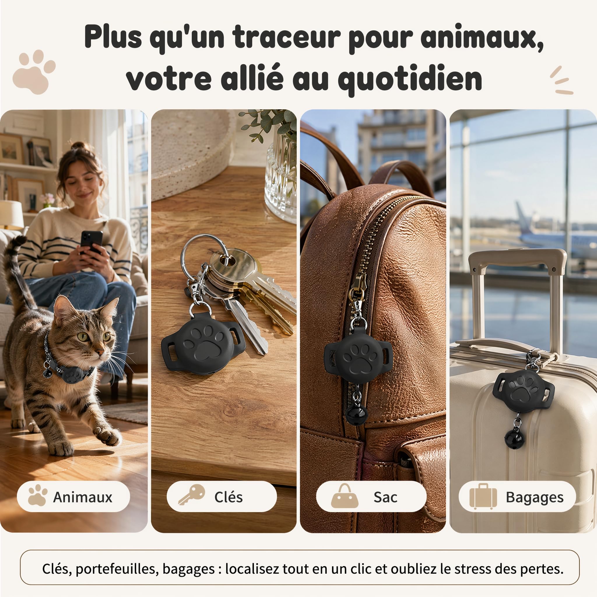 GéNéRique Collier GPS Chat, Traceur GPS Chat, 2026 Nouveau Traceur GPS Chat Tracker, sans Carte Sim, sans Abonnement Mensuel, avec iOS & Android, Localisation Temps RéEl, ImperméAble Et Durable