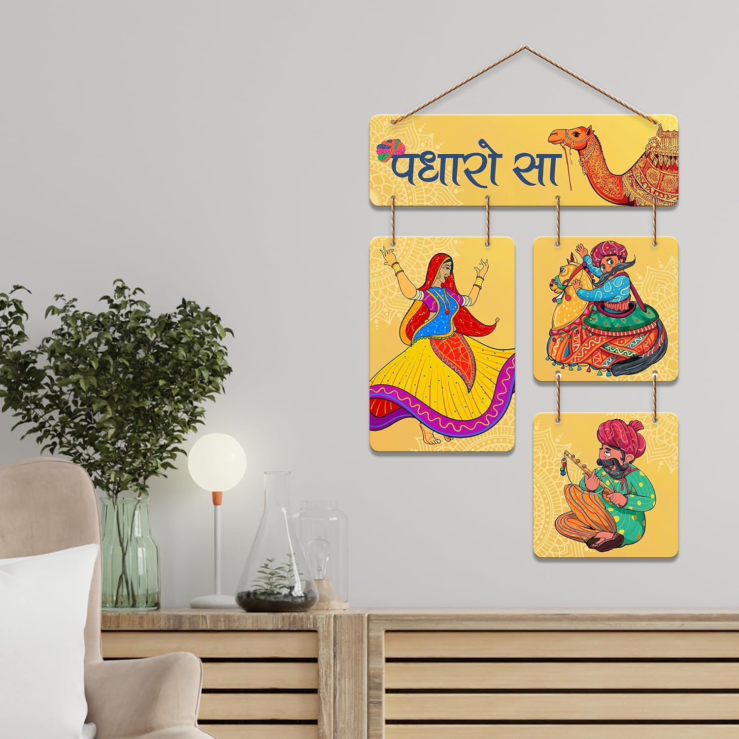Artvibes Rajasthani Art Wall Hanging Home Decorative Wall Art for Living room | Bedroom | Gifts | Wall Hanger for Decoration | Modern Decor Artwork | Wall Sculpture | Signs & Plaques (WH_6528N)