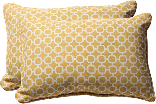 Pillow Perfect Almohadas lumbares de gran tamaño para exteriores e interiores, 24.5 x 16.5 pulgadas, amarillo, 2 unidades