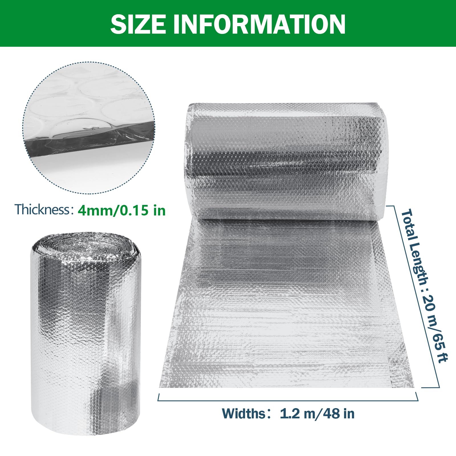 Radiator Foil Reflector Roll VEVOR Double Reflective Insulation Roll ...