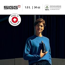Sigg - Recycled Metal Water Bottle - Traveller - Made in Switzerland - Carbonated Drinks - BPA-Free - 34 Oz