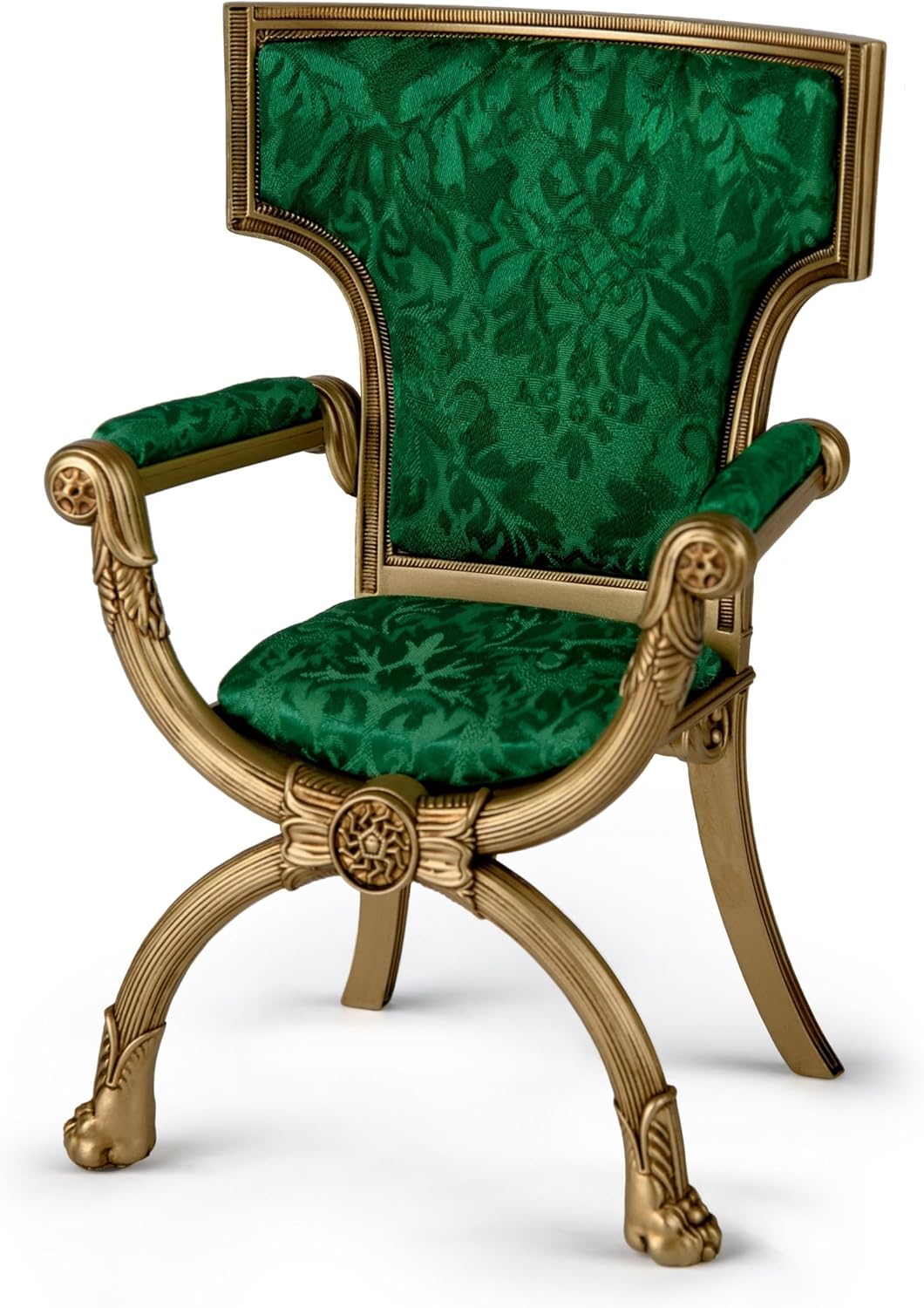 The Ashton-Drake Galleries Queen Elizabeth II Portrait Doll Chair Accessory, Green Satin Drawing Room Throne, Windsor Castle Replica
