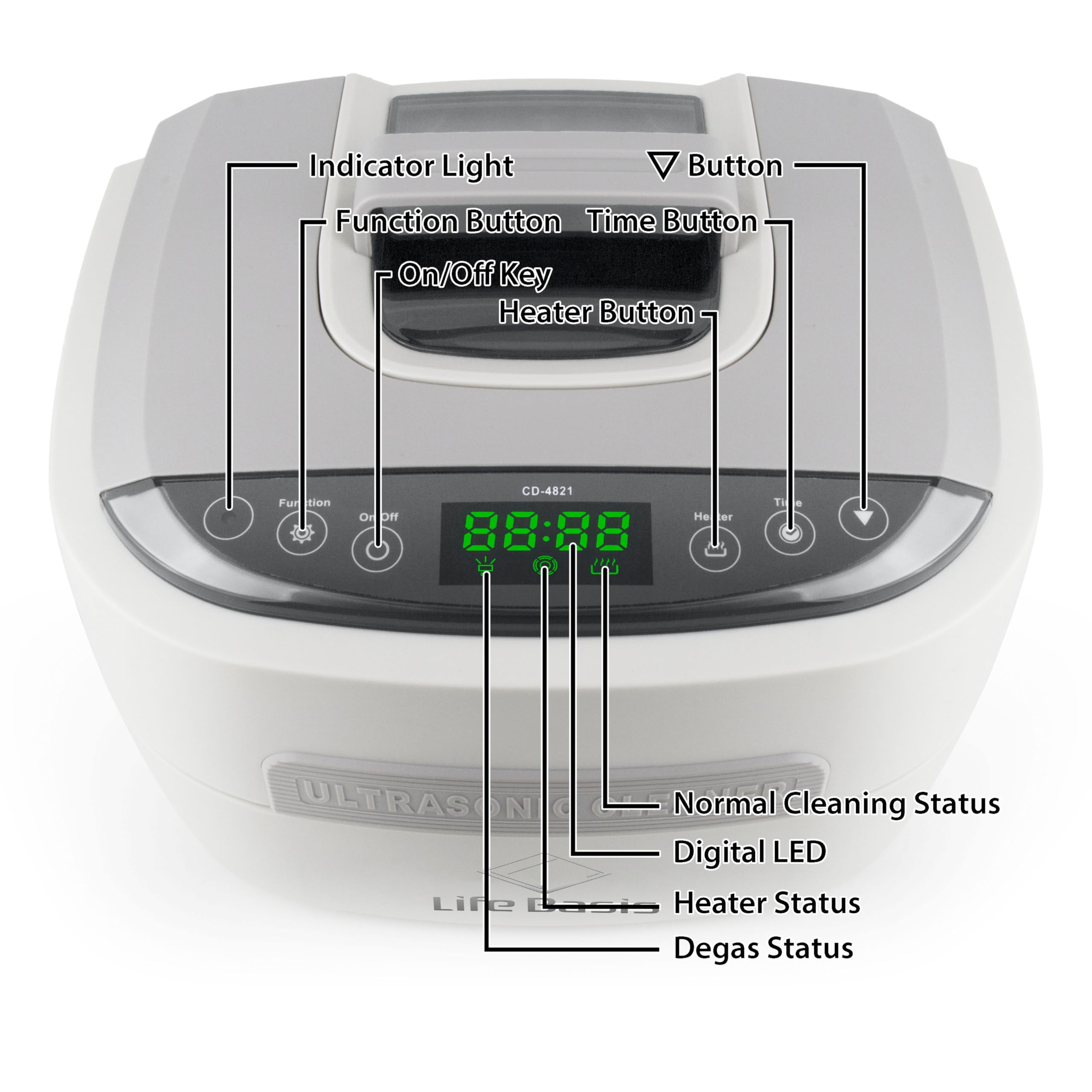 LifeBasis 2.5L Ultraschallreinigungsgerät mit Heitzung 1-30Min Timer 35kHz | Ultraschallreiniger 170W Degas Funktion Ultraschallbad für Autoteile Chirurgische Instrument Industriezubehör Werkzeugteile