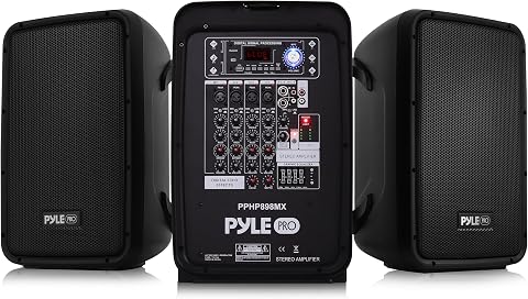 Pyle PPHP898MX Karaoke PA Speaker Mixer System - 600W 8-Channel Portable Bluetoo