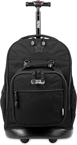 J World New York Juego de mochila con ruedas para niños con lonchera, Negro, talla única , Duo Kids - Mochila con ruedas y lonchera