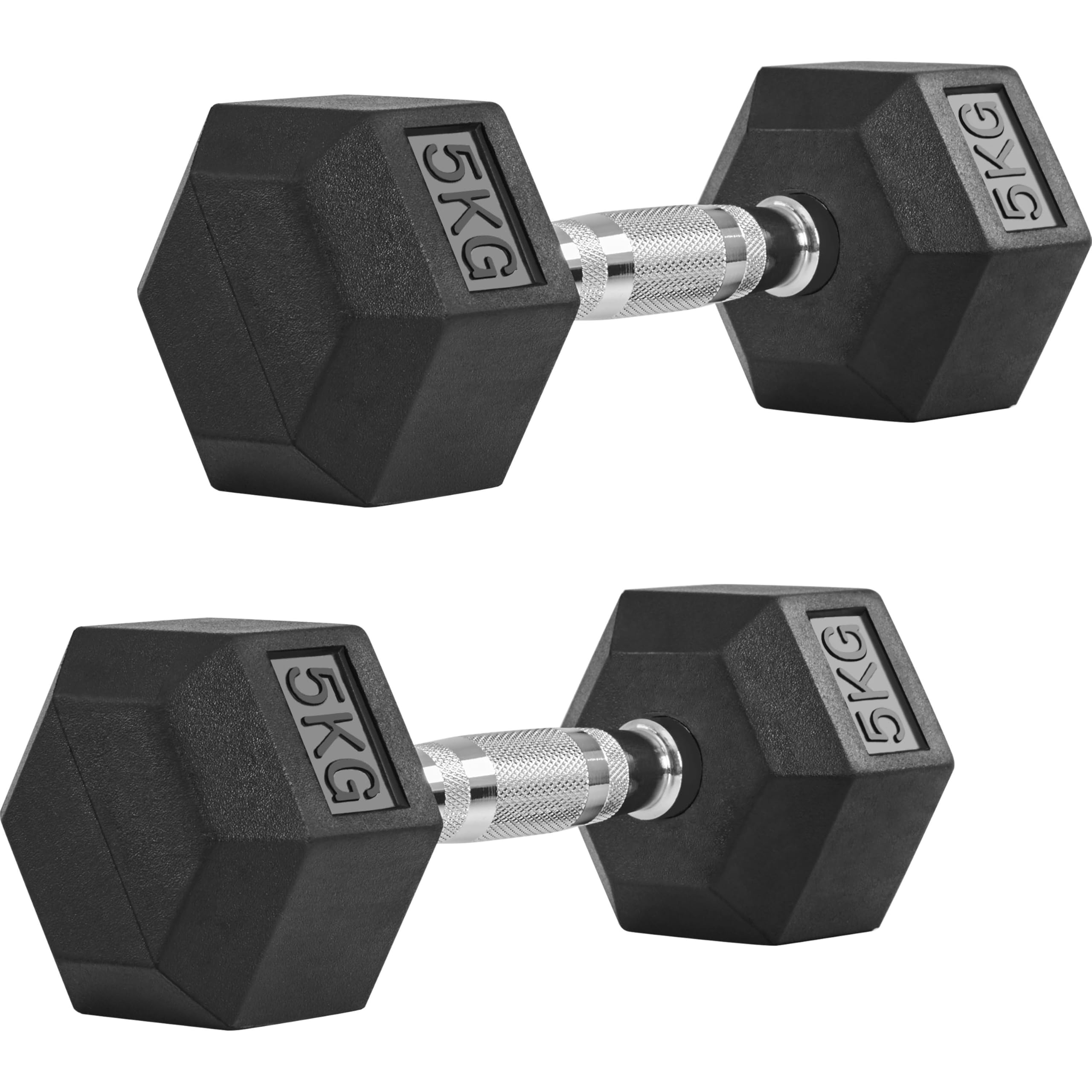 Yaheetech Hex Dumbbells Set with Work Guide, 2x5kg/2x6kg/2x8kg/2x10kg Dumbbells Pair, Anti-Roll Knurled Grip Rubber Dumbbells for Home Gym & Strength Training ๏ปฟ