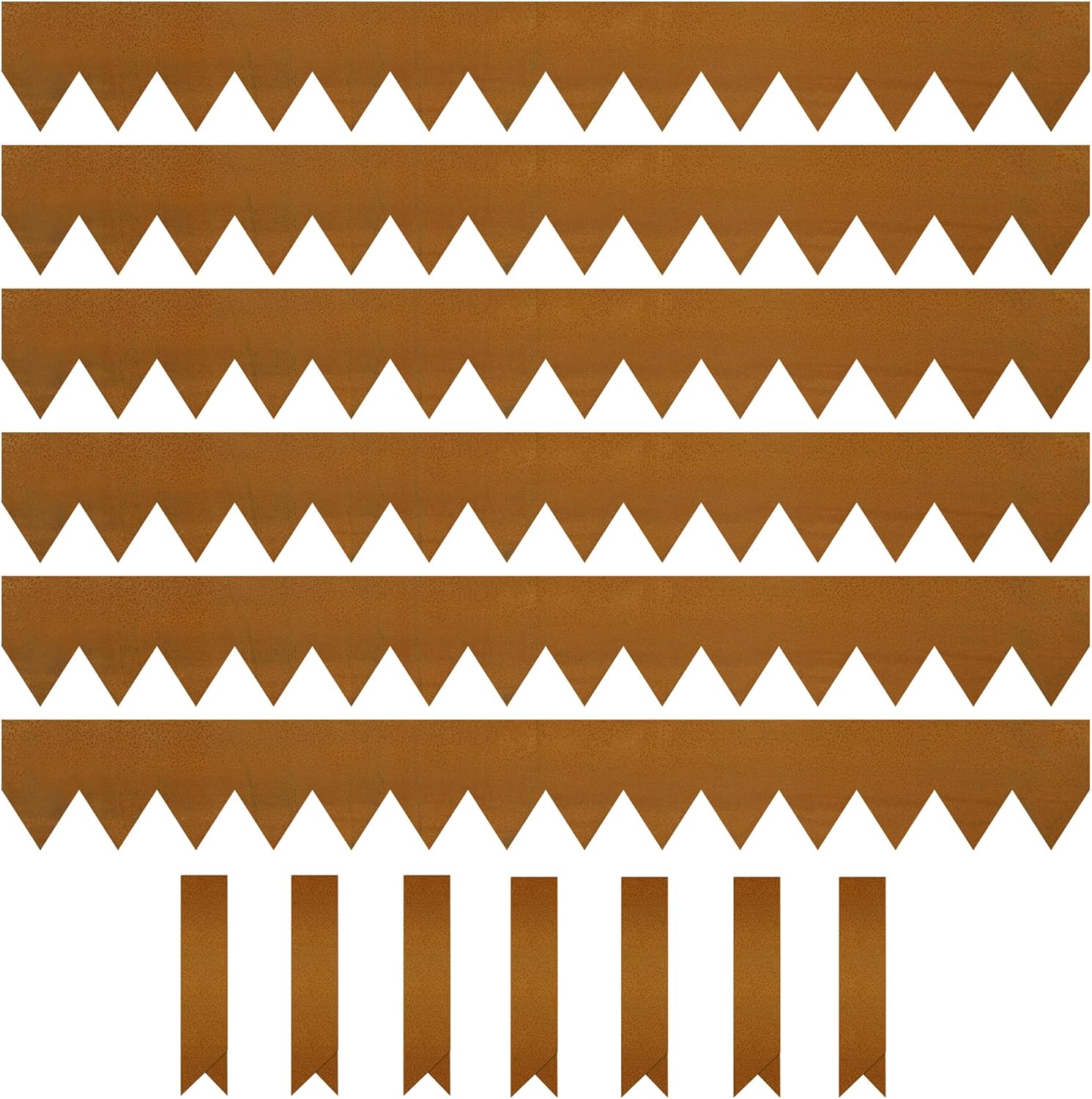 KOL Pre-Rusted Corten Steel Lawn Edging 6-Pack - Heavy Duty 14-Gauge 40" x 5.5" Bendable Strips with Clips - 20FT Rust Garden Border