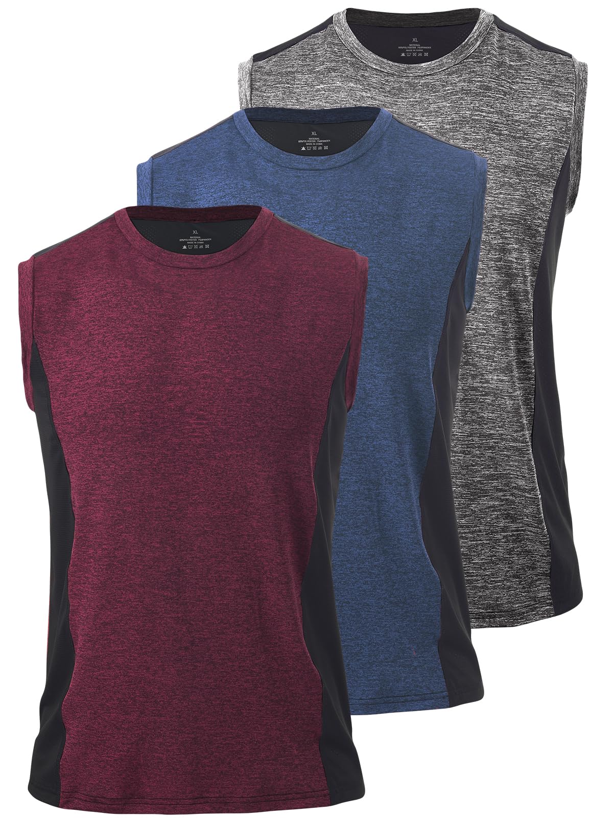 VislivinMen's Gym Tank Tops Quick Dry Sleeveless Tank Top Workout Bodybuilding Running Tank -3 Pack