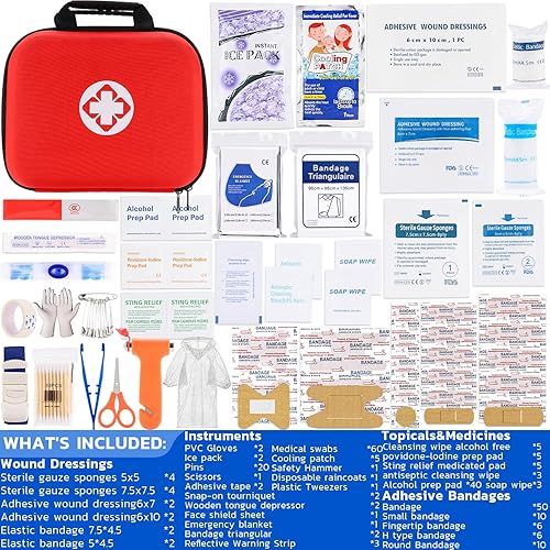 Miniatura 3 de VITUU Kit de primeros auxilios de 267 piezas, kit de primeros auxilios para negocios, hogar, viajes, camping, senderismo, deportes, oficina,