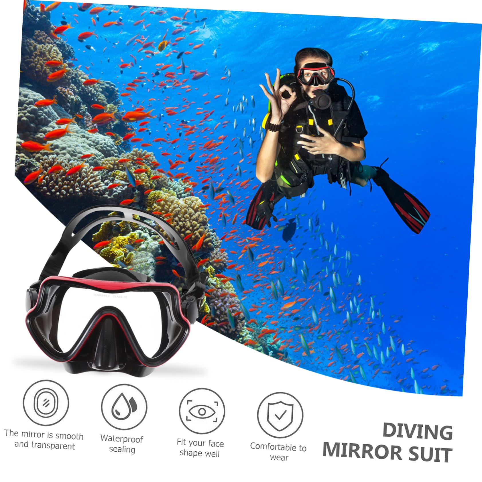 Parliky Ergonomic Adult Snorkeling Mask Snorkel Set Fins Large Frame Silicone Mask for Diving Snorkeling Gear for Ocean View and Comfort