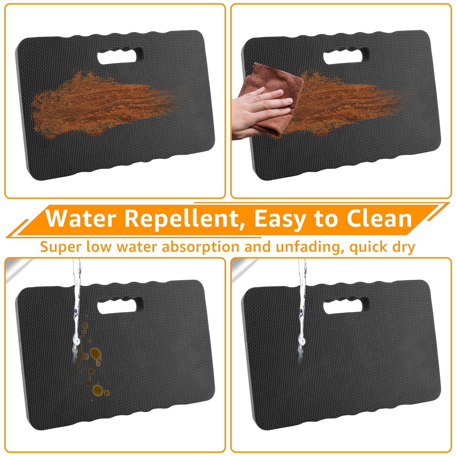 APACALI 3 cuscini per ginocchia da giardino, colore nero, 43 x 28 x 4 cm, per giardino, impermeabili, per lavoro, yoga, giardinaggio, bagnetto