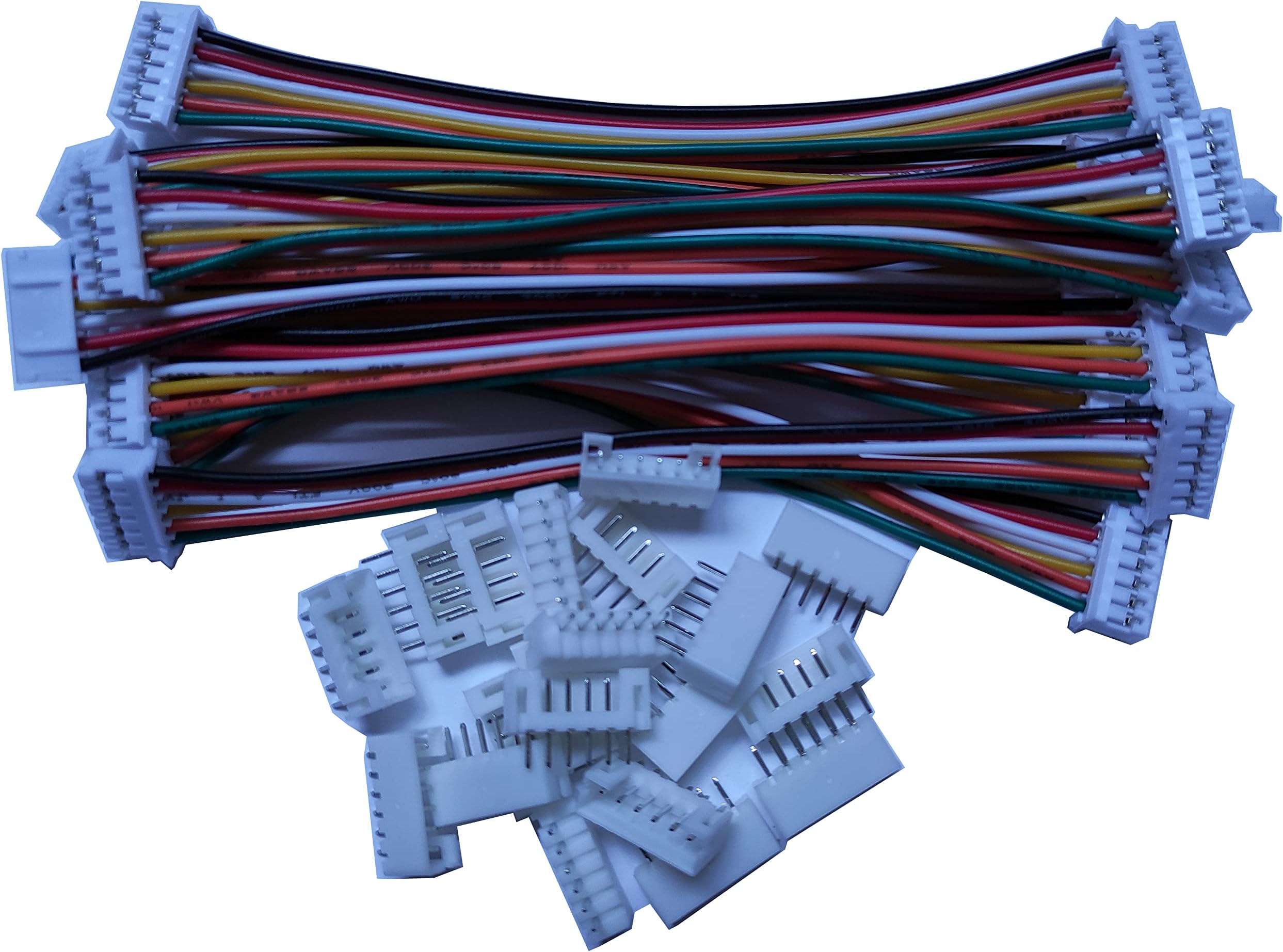 LATTECH 10 PCS 6 PIN JST PH Female Connector on Both Sides with 26 AWG Electric Wire (Total Length: 100MM) & 20 PCS JST PH 6 PIN Male Connector