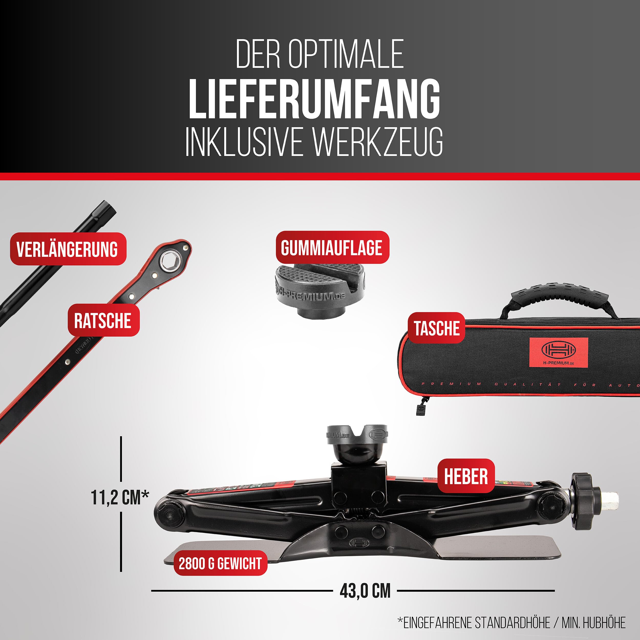 HEYNER® Scherenwagenheber 1,5 t, Seat Leon Gen 4, 112-395 mm 17 mm