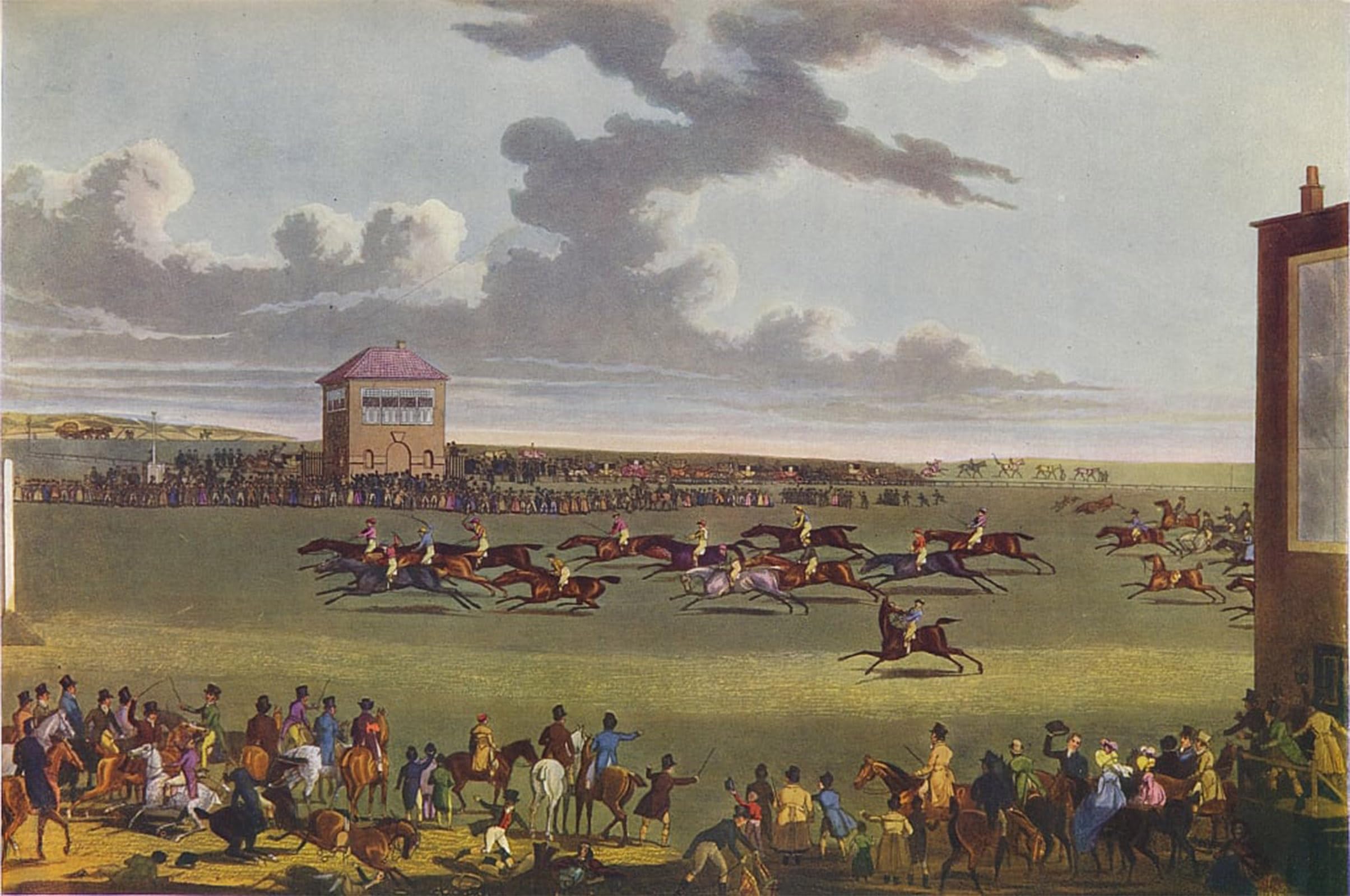 ARTXLXXBN Famous Print Painting Colorful Art Print Newmarket Races by Pollard Canvas Art Decorations for Home Decor 60x90cm