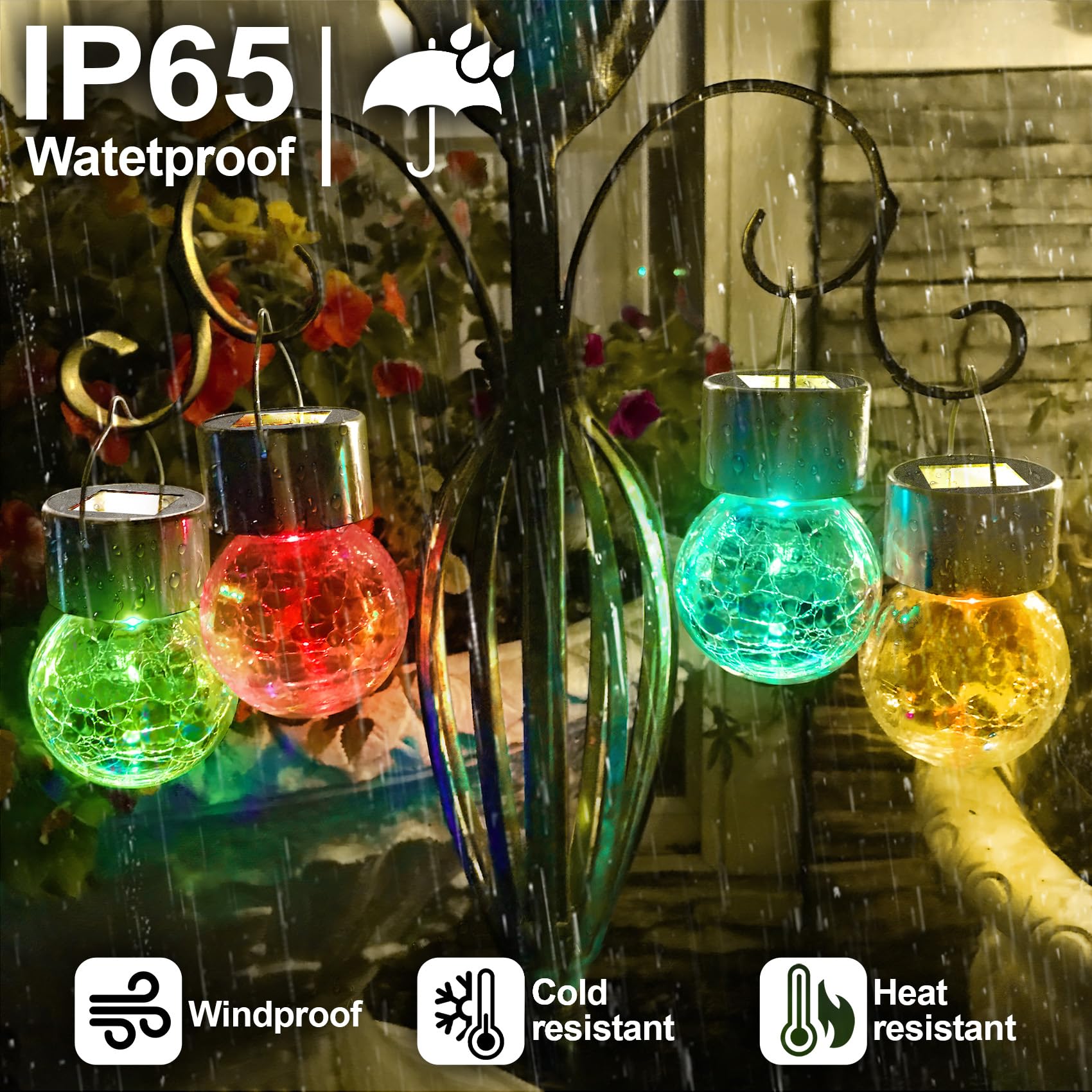 Luces solares colgantes impermeables para exteriores, Ahongem, decoración de globos para jardín, faroles de globo alimentados por energía solar, regalos de boda y cumpleaños