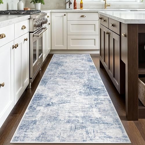 Miniatura 774 de IOHOUZE Alfombra pequeña abstracta de 2 x 3 pies, alfombra de entrada lavable para entrada interior, alfombras con respaldo de goma, alfombra gris