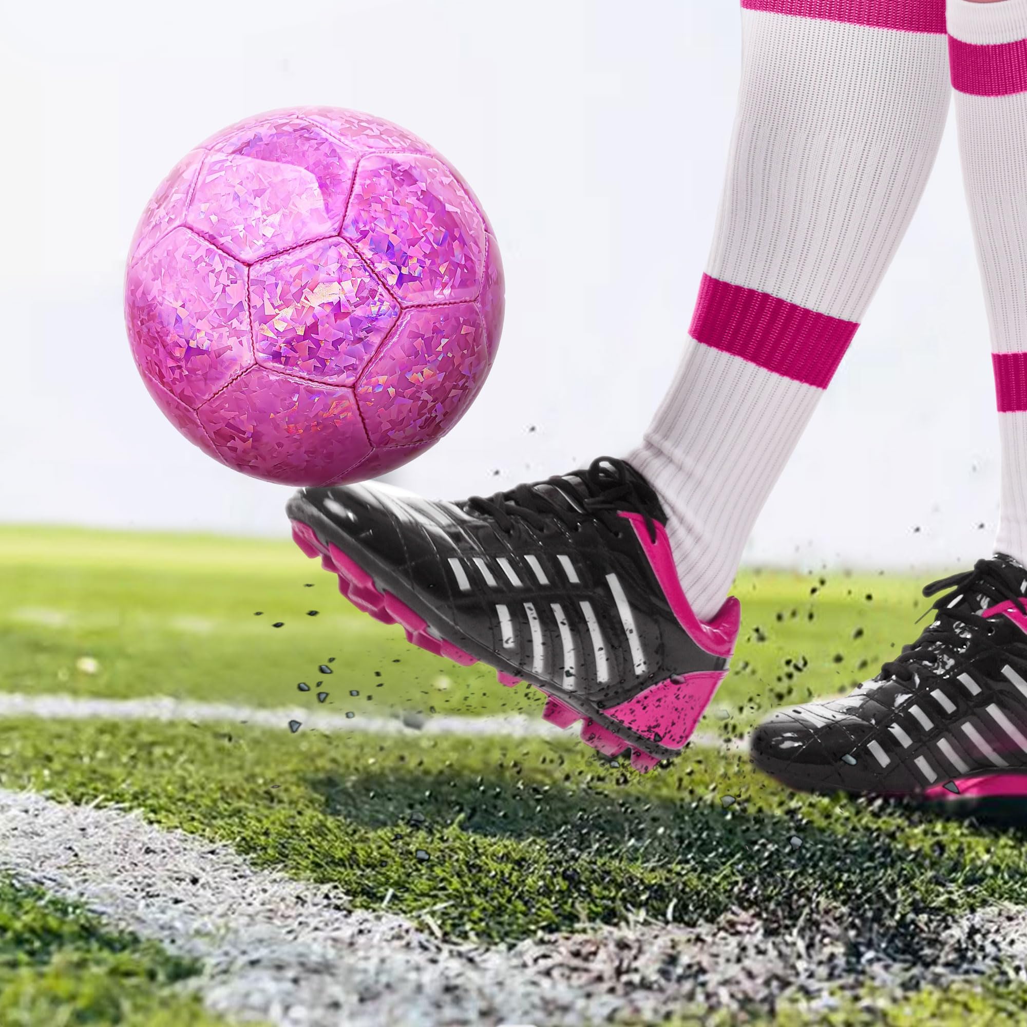 Soccer Ball Size 5, Girls Soccer Ball Size 5, Size 5 Soccer Ball Official Weight Long-Lasting Construction Pink Soccer Balls Size 5 for Youth Teens Adult Skill Practicing Birthday