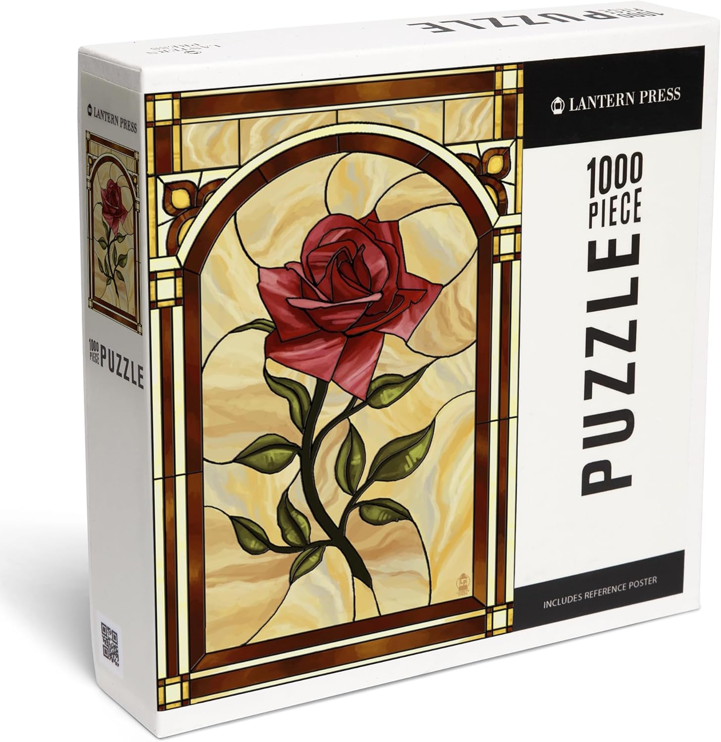 Rose Stained Glass (1000 Piece Puzzle, Challenging Jigsaw Puzzle for Adults, Made in USA)