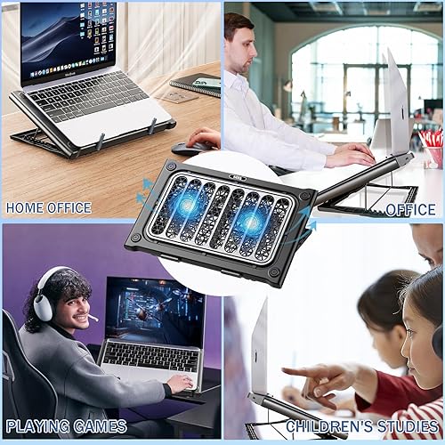Miniatura 7 de LIENS Almohadilla de enfriamiento para laptop, soporte enfriador para laptop de 12 a 15.6 pulgadas, 2 ventiladores silenciosos, soporte de