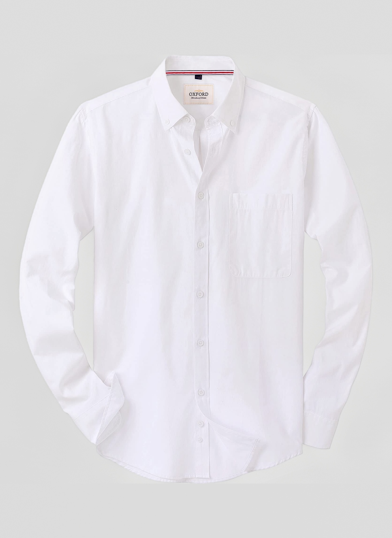 Men's Long Sleeve Oxford Shirts Smart Casual Business Formal Plain Non Iron Button Down Shirt with Pocket