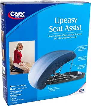Carex Upeasy Seat Assist - Chair Lift And Sofa Stand Assist - Portable Lifting Seat With Support Up to 220 Pounds, Provides 70% Assistance, Blue