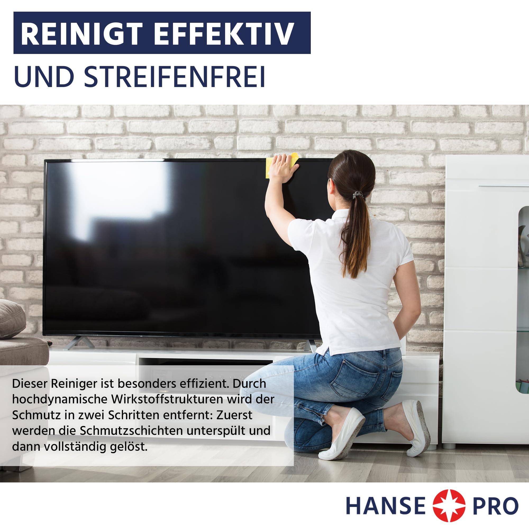 HANSE PRO Displayreiniger, 4 x 500 ml I Bildschirm-Reiniger I Screen Cleaner I ideal für Monitor, PC, Computer, Tablet, Smartphone, Notebook