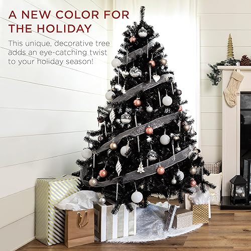 Miniatura 2 de Best Choice Products Árbol de Navidad artificial negro de 4.5 pies, decoración de vacaciones de temporada para el hogar, oficina, decoración de