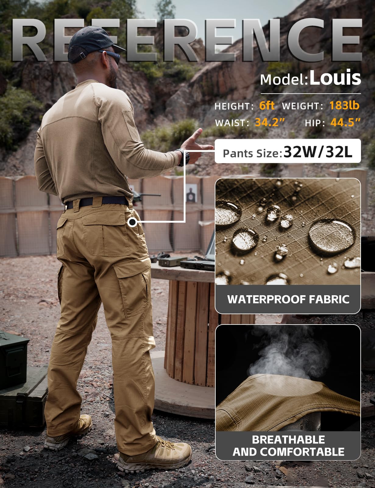 IDOGEAR Pantalon Tactique Homme Pantalon Randonnée Outdoor Imperméable & Respirant Softshell Multi-Poches pour Trekking Airsoft Chasse Résistant & Léger