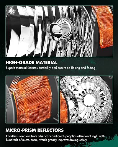 Miniatura 7 de SCITOO Faros delanteros para Chevrolet Cobalt 2005-2010 para Pontiac G5 2007-2010 para 2005-2006 Pontiac Pursuit faros de repuesto en carcasa negra,